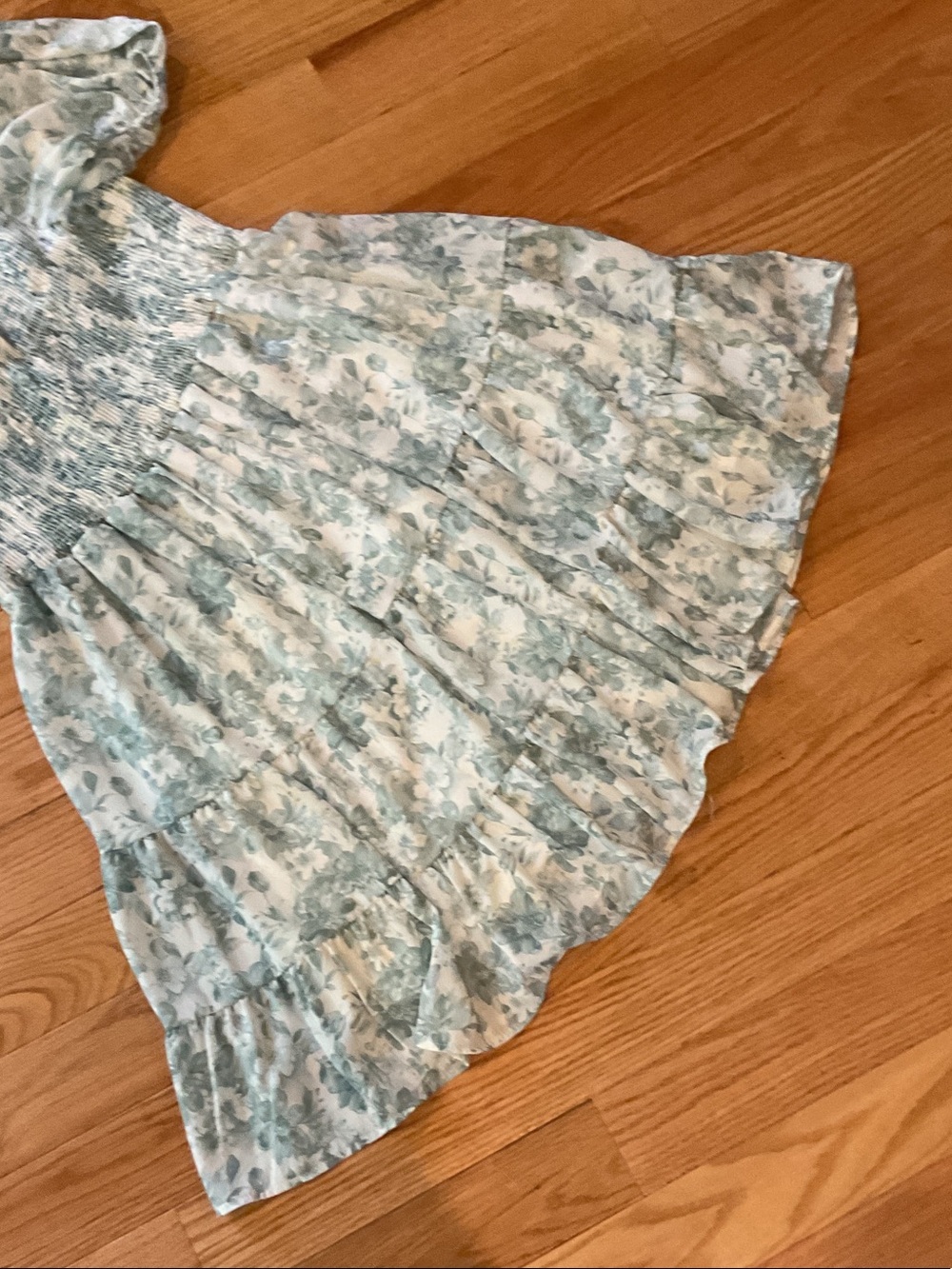 ALTAR’D STATE Smocked Scoop Neck Floral Mini Dress Mint Green NWOT XL ruffles - Picture 14 of 14